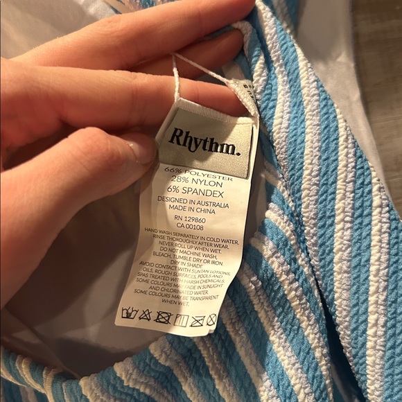 NWT Free people Rhythm Blue and White Striped ribbed bikini set - Picture 8 of 14